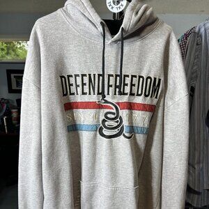 Defend Freedom Hoodcoiled Snake Grey Long-Sleeve Pullover Hoodie SZ 3XL